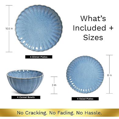 Stoneware Dinnerware Set Reactive Plates Scallop Frill