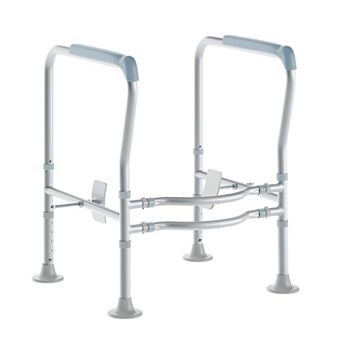 Emma and Oliver Heavy Duty Steel Frame Height Adjustable Toilet Safety Rail with Handles