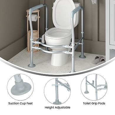 Emma and Oliver Heavy Duty Steel Frame Height Adjustable Toilet Safety Rail with Handles