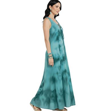 Artyska Women’s Sleeveless Maxi Dress with Lace-Up Front & Pockets