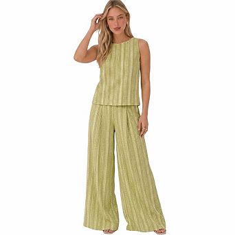 Artyska Women’s Printed 2 pc Set Sleeveless Top & Wide-Leg Pants