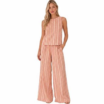 Artyska Women’s Printed 2 pc Set Sleeveless Top & Wide-Leg Pants