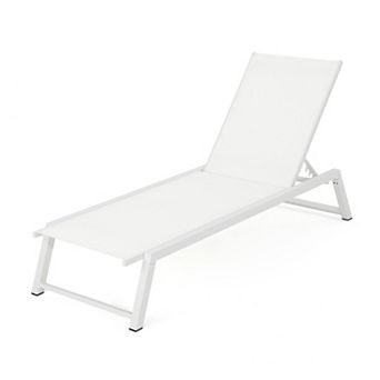 Outdoor Patio Chaise Lounge Sturdy Reclining Chair for Poolside and Backyard Garden