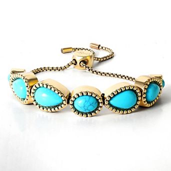 JS Jessica Simpson Womens Turquoise Stone Slider Bracelet