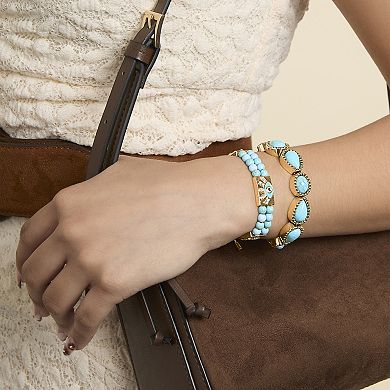 JS Jessica Simpson Womens Turquoise Stone Slider Bracelet