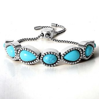 JS Jessica Simpson Womens Turquoise Stone Slider Bracelet