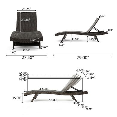 Wicker Outdoor Chaise Lounge Comfortable Patio Recliner for Backyard Poolside Deck