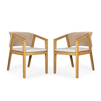Wicker Dining Chair Set with Cushions Weather Resistant Patio Seating for Garden