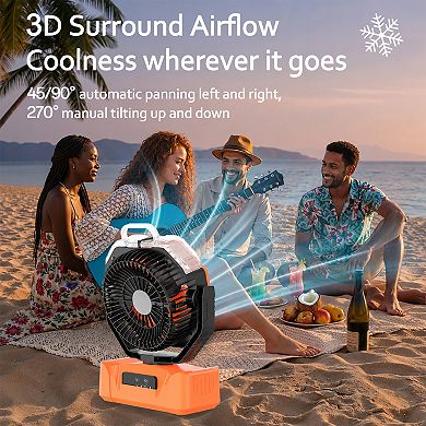Outdoor Misting Fan, 2000mAh Rechargeable with LED Light - Remote Control - Portable - Powerful