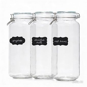 Glass Storage Jar Set with Airtight Lids, Wide Mouth Pantry Canisters
