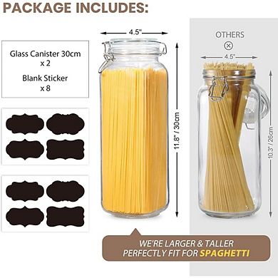 Glass Storage Jar Set with Airtight Lids, Wide Mouth Pantry Canisters