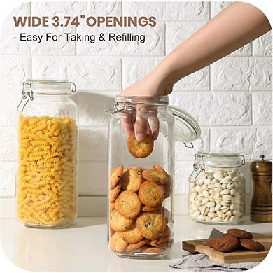 Glass Storage Jar Set with Airtight Lids, Wide Mouth Pantry Canisters