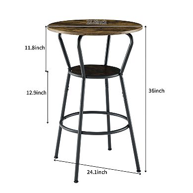Outdoor Bar Table and Stool Set with Shelf and Upholstered Backrest for Patio Bar