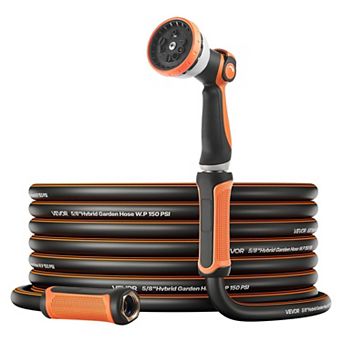 200ft Durable Rubber Garden Hose with 10-Function Nozzle for High-Pressure Watering