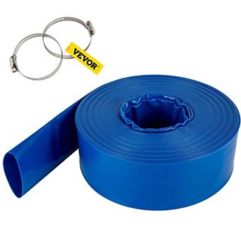 Durable 1.5 inch x 100 feet Blue PVC Lay Flat Discharge Hose for Water Transfer