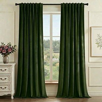 Velvet Blackout Curtains, Thermal Insulated Back Tab & Hook Panels