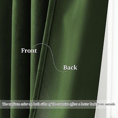 Velvet Blackout Curtains, Thermal Insulated Back Tab & Hook Panels