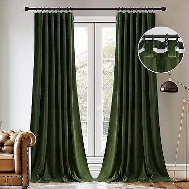 Velvet Blackout Curtains, Thermal Insulated Back Tab & Hook Panels