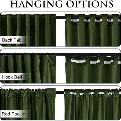 Velvet Blackout Curtains, Thermal Insulated Back Tab & Hook Panels