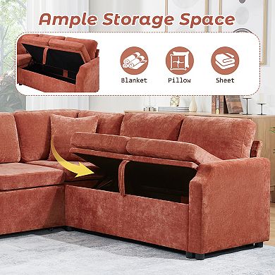 Trikiousd 81.9" L-Shaped Sleeper Sectional Sofa with Storage