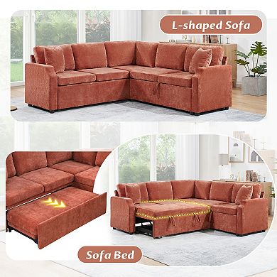 Trikiousd 81.9" L-Shaped Sleeper Sectional Sofa with Storage