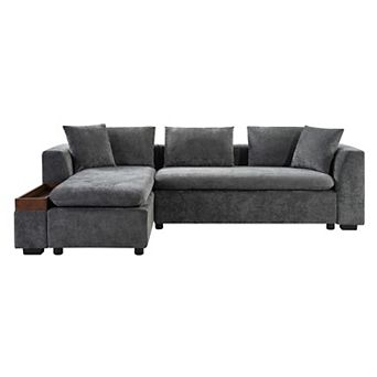 Trikiousd 93.7" L-Shaped Sectional Sofa with Storage Chaise Chenille Upholstery