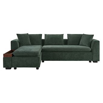 Trikiousd 93.7" L-Shaped Sectional Sofa with Storage Chaise Chenille Upholstery