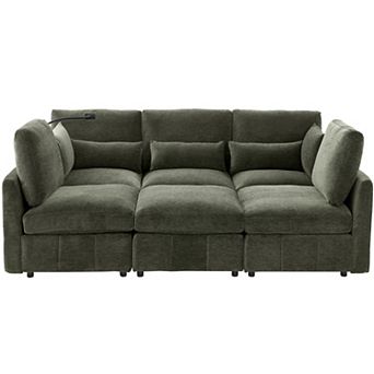 Trikiousd 85.4" Modular Sectional Sofa with USB Ports and Movable Ottoman