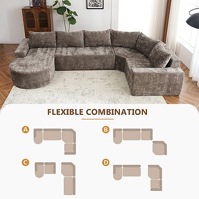 Trikiousd 139" Modular Sectional Sofa Cloud Couch with Deep Seating