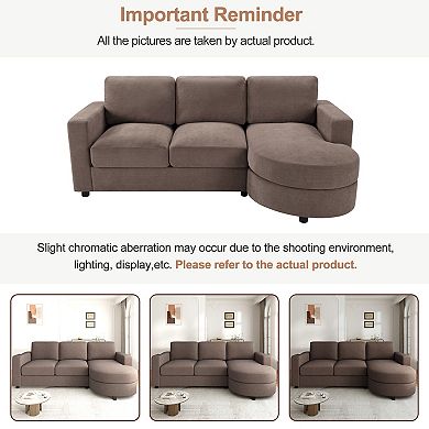Trikiousd 84.6" L-Shaped Sectional Sofa with Curved Chaise and USB Ports