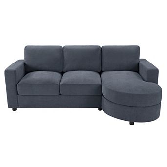 Trikiousd 84.6" L-Shaped Sectional Sofa with Curved Chaise and USB Ports