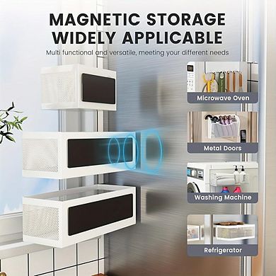 Magnetic Fridge Shelf Basket Organizer Bin for Kitchen and Whiteboard