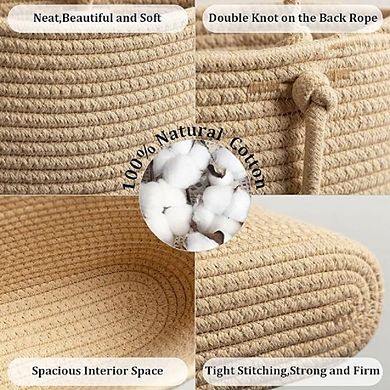 Over The Door Hanging Organizer with 3 Tiers Woven Baskets Storage Rack