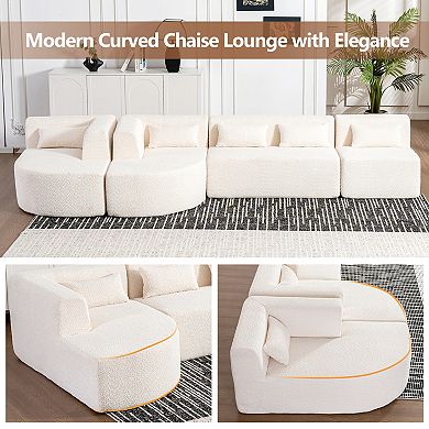 Trikiousd 144" Modular Sectional Sofa with Dual Chaise and Boucle Upholstery