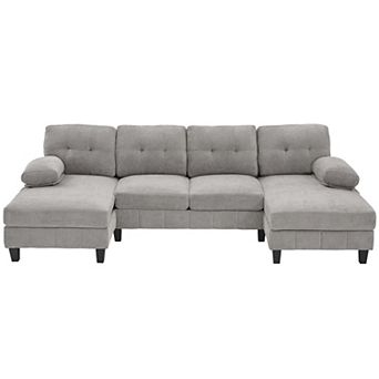 Trikiousd 103.5" U-Shaped Sectional Sofa with Dual Chaise and Storage Pockets