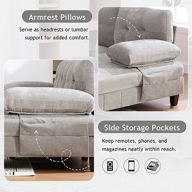 Trikiousd 103.5" U-Shaped Sectional Sofa with Dual Chaise and Storage Pockets