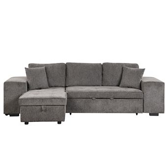 Trikiousd 104.5" Sleeper Sectional Sofa with Storage Chaise and 2 Stools