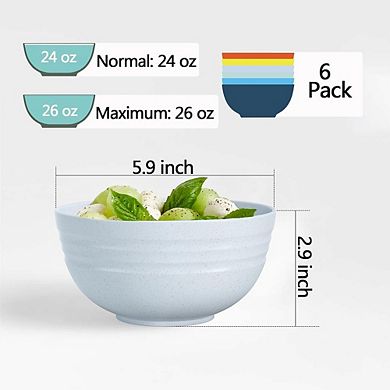 Unbreakable Cereal & Dessert Bowls Set of 6, 25 oz, Microwave & Dishwasher Safe