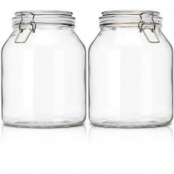 Large Glass Storage Jar with Airtight Lid & Scoop, Pantry Canister