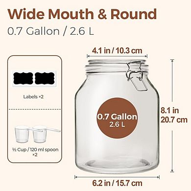 Large Glass Storage Jar with Airtight Lid & Scoop, Pantry Canister