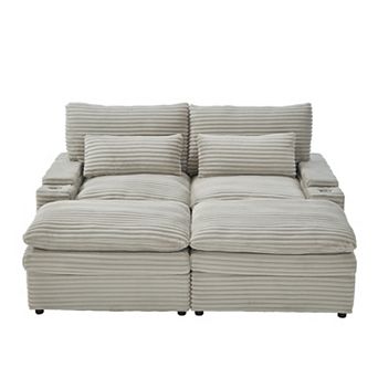 Trikiousd 70.9" Modular Loveseat Sofa Bed with USB Ports and Storage