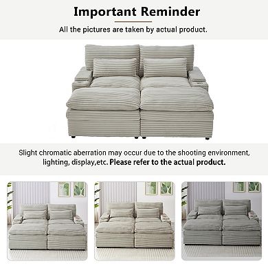 Trikiousd 70.9" Modular Loveseat Sofa Bed with USB Ports and Storage