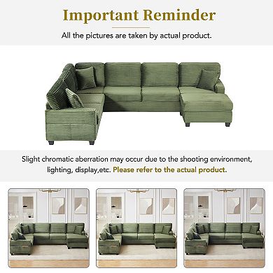 Trikiousd 125.2" Modular Sectional Sofa with Ottoman and Storage Pockets