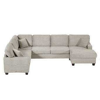 Trikiousd 125.2" Modular Sectional Sofa with Ottoman and Storage Pockets