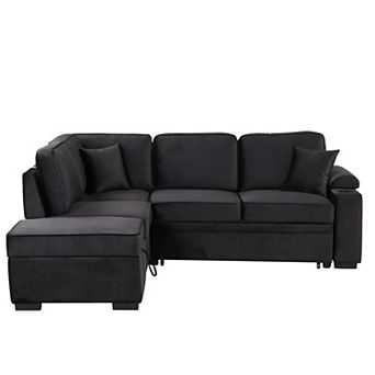 Trikiousd 84.75" Sleeper Sofa Bed with Storage Ottoman Pull-Out Couch