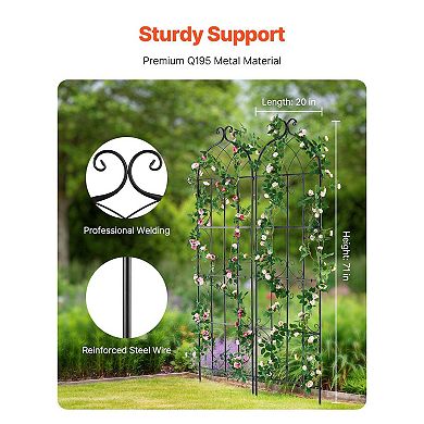 2 Pack 71x20 Inch Rustproof Metal Garden Trellis for Climbing Plants Support