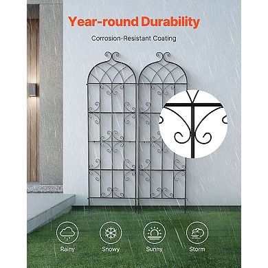 2 Pack 71x20 Inch Rustproof Metal Garden Trellis for Climbing Plants Support