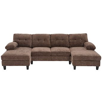 Trikiousd 103.5" U-Shaped Sectional Sofa with Dual Chaise and Storage Pockets