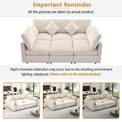 Trikiousd 86.6" Modular Sectional Sofa with Ottoman and USB Ports