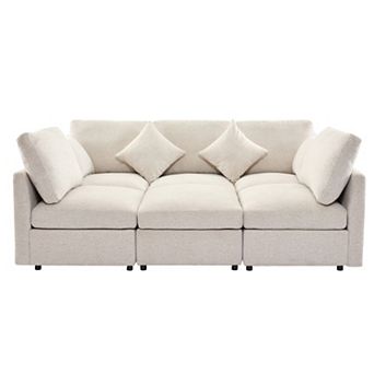 Trikiousd 86.6" Modular Sectional Sofa with Ottoman and USB Ports